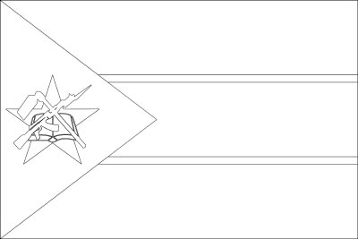 Printable coloring page for the flag of Mozambique