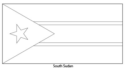 Printable coloring page for the flag of South Sudan