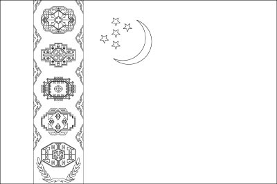 Printable coloring page for the flag of Turkmenistan