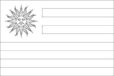 Printable coloring page for the flag of Uruguay
